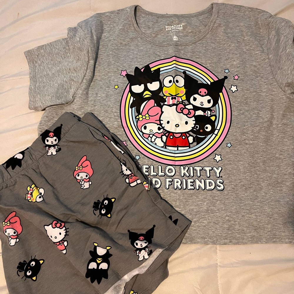 Sanrio Gray Pajama Set with Hello Kitty Design